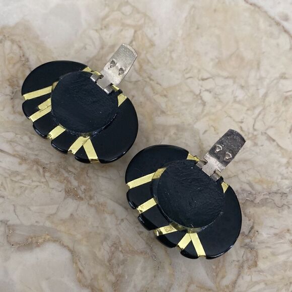 Vintage Black & Gold Shoe Clips - Picture 6 of 7